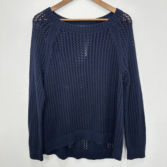 Talbots Size XL Navy Blue Loose Knit Crewneck Sweater Coastal Casual NWT - Picture 1 of 5